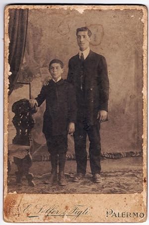 Two nice brothers Portrait Palermo albumen photo 1890c E. Seffer e Figli L445