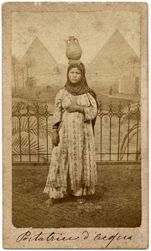 Carte de visite Egypt costume Woman Water carrier Pyramids 1870c