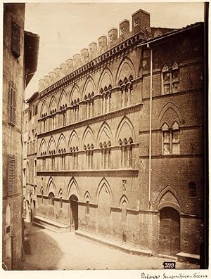 Photograph Paolo Lombardi Siena Palazzo Magnifico Large vintage photo 1860c embossed stamp