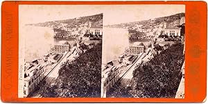 Naples Posillipo Original albumen photo Stereoview card 1870c G. Sommer Napoli