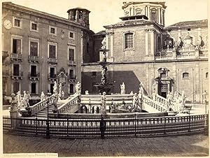 Excellent Photograph Sommer & Behles Palermo Fountain of Piazza Pretoria Large photo 1860c