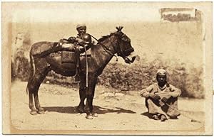 Carte de visite Egypt Two boys with donkey in traditional costume 1870c