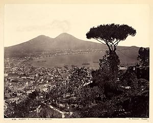 Excellent Naples Panorama from St Martin Large albumen photo 1870c Sommer Napoli
