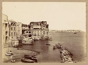 Photograph Giuseppe Martini Naples Allo scoglio di Frisio Large vintage albumen photo 1900c