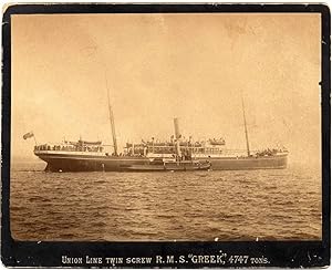 Ship Merchant Navy Union Line Twin Screw RMS Greek 4747 tons Vintage photo 1910c