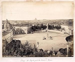 Photograph Robert Rive #1010 Rome Piazza del Popolo & other albumen photo back 1860c XL64