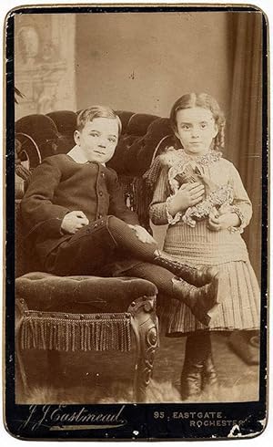 Carte de visite Rochester USA Couple of American children The girl with doll Toy 1890c S322