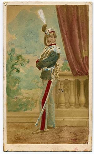 Royalty Carte de visite Italian Prince Umberto in Uniform Hand-colored photo 1865c S409