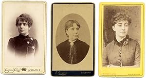 Lot thre original Carte de visite portrait women Palermo Milan Birmingham Albumen 1880c S528