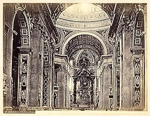 Rome 1038 Roma Interno di San Pietro Large vintage albumen photo Rive 1860 XL143