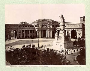 Photograph Giacomo Brogi Genova Piazza Acqua Verde + other two albumen photos 1870c XL151