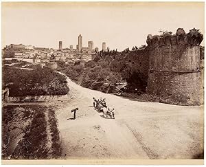 San Gimignano Siena Panorama Large vintage albumen photo F.lli Alinari 1890 L309