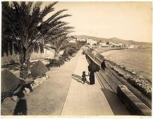 San Remo La promenade Large vintage albumen photo G. J. Phot 1890c L313