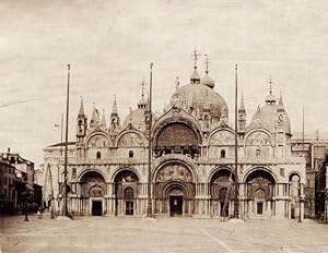 Venice unusual stairs in front San Marco 1880c Large vintage albumen