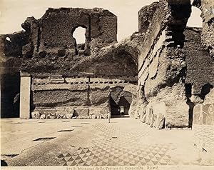Rome #271B Mosaici Terme Caracalla Large vintage albumen photo Roma 1870c L279