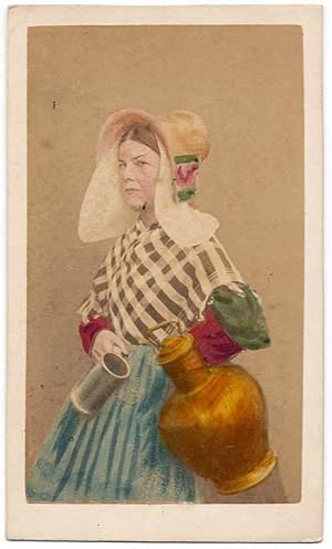 Carte de visite Swiss costume Switzerland Woman Orig. hand-colored albumen photo 1870c S416