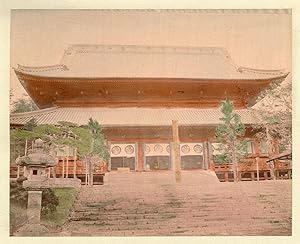 Japan Temple at Nikko Vintage albumen photo handcolored 1890c XL186