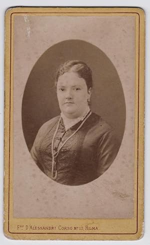 Carte de visite Rome Portrait of woman with necklace Photo D'Alessandri 1870c S749
