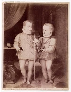 Artwork original photo albumen Rome portrait of the sons of Carlo V 1890c L364