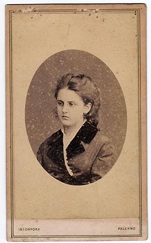 Seller image for Carte de visite Palermo Portrait of a serious thoughtful woman Photo Incorpora 1860c S687 for sale by Libreria Lanterna Magica