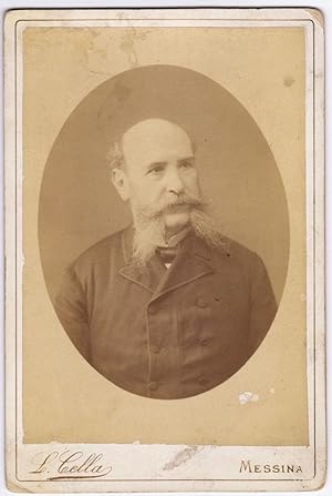 Portrait of a serious man with long mustache Messina 1890c L. Cella L466