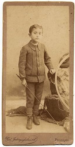 Nice Portrait of a boy with toys 1890c Interguglielmi Palermo Sicily CabinetS257
