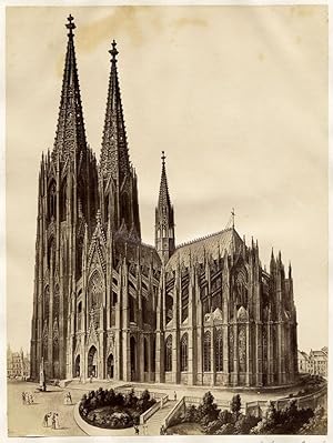 Cologne Kolhn Germany Cathedral from paint Vintage albumen photo 1865c L525