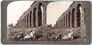 Stereo card Rome Aqueduct of Claudius and the Campagna Underwood 1900c Roma