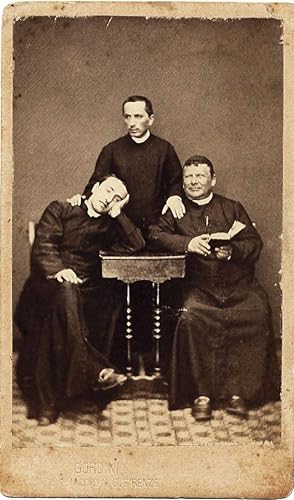 Carte de visite Three priests wags Italy Rome Catholic religion Vatican 1870c