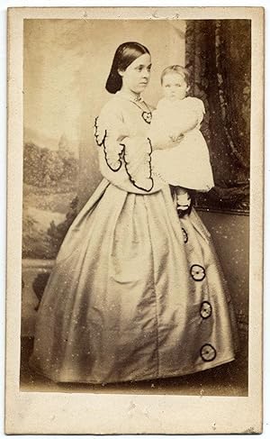 Lot two Carte de visite Edinburgh - Trubau Women with son Original albumen photos 1870c S971