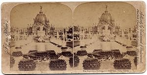 Paris France Exposition Building and fountains Stereocard 1890c Jervis New York