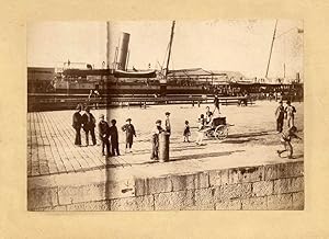 Two Very nice Marseille France Quay at the port Children street organ 1900c L550