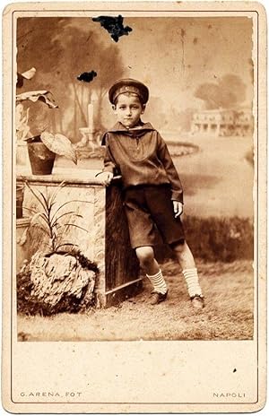Seller image for Nice Cabinet portrait of little boy 1885c Photo: Arena Naples Napoli for sale by Libreria Lanterna Magica