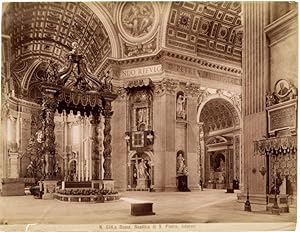 Rome Interior Saint Peter Vatican Large original albumen photo 1870c Roma