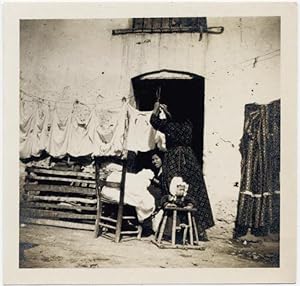 Siracusa Women and Child Domestic Life Small original albumen photo 1920c Italy