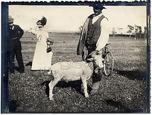 Rome Cervelletta Shepherd and sheep 1911 Small vintage silver photo Roma