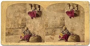 Photograph Venice Costumes Stereoscopic treasures FG Weller Stereo card colored 1860c S1083