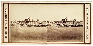 George Conrad Siracusa Sicily Panorama Rare Stereo card Albumen photo 1860 S1061