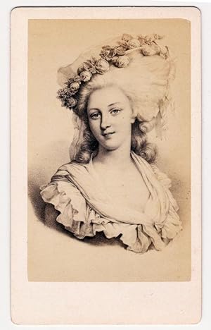 Portrait of a beatiful girl with floral hairstyle Carte de visite Paris 1870c Neurclein S764
