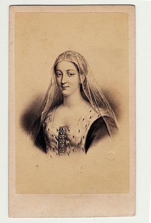 Portrait of Agnes Sorel with veil Carte de visite Paris 1870c E. Desmaisons S765