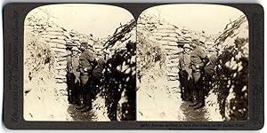 World war1 1915-18 Serbian soldiers in trench Front Balkan front Stereoview S544