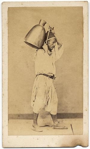 Carte de visite Algiers Algeria Africa Costume Man with jug on the shoulder Geiser 1870 S819