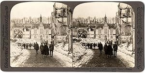 World war 1 American soldiers & nurses Ruines in France Stereocard 1915-18 S508