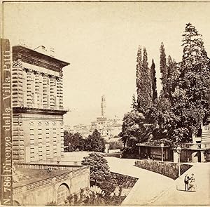 George Conrad Florence Villa Pitti Rare Stereo card Albumen photo 1860c S1051