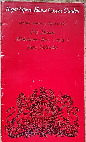 Seller image for Royal Opera House Covent Garden Programme: The Dream / Monotones Nos.1 and 2 / Jazz Calendar Saturday Evening 13 January 1968 for sale by Shore Books