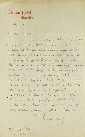 Seller image for Autograph Letter Signed ("Pearl Mary Teresa C.") to her father and mother, about her travels for sale by James Cummins Bookseller, ABAA