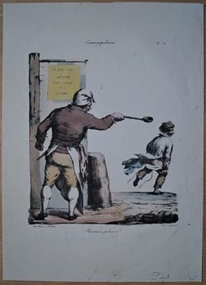 Imagen del vendedor de Karikatur. Reviens-y, polisson ! Original Lithographie von Pigal aus "Scnes populaires" ca.1822 a la venta por Treptower Buecherkabinett Inh. Schultz Volha