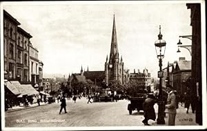 Seller image for Ansichtskarte / Postkarte Birmingham West Midlands England, St. Martin in the Bull Ring, Straenpartie in der Stadt, Kirche for sale by akpool GmbH