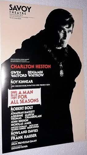 Bild des Verkufers fr Original Vintage Theatre Lobby Poster From The Savoy Theatre, Savoy Court, Strand, London Advertising | A Man For All Seasons zum Verkauf von Little Stour Books PBFA Member