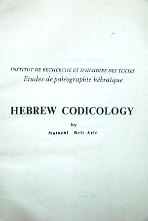 Bild des Verkufers fr Hebrew codicology (fotocopie) zum Verkauf von STUDIO PRESTIFILIPPO NUNZINA MARIA PIA